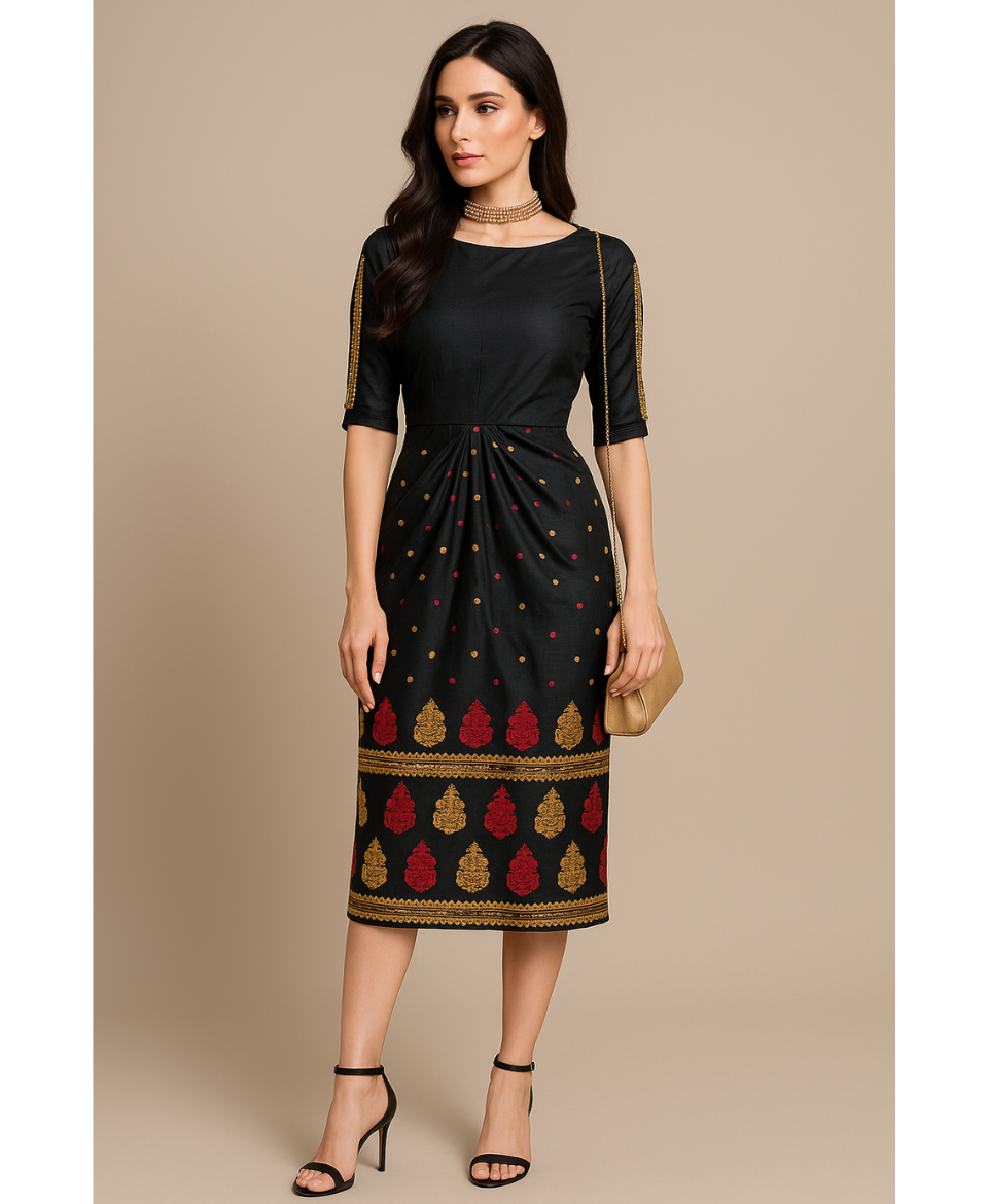 elegant dress made of assam silk