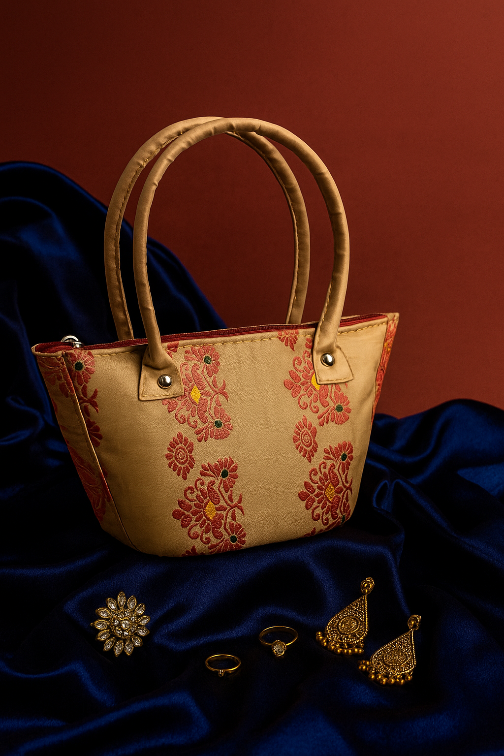 handbag made of muga silk