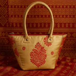 Home handbag made of muga silk