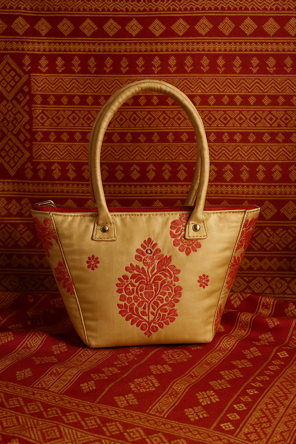 handbag made of muga silk