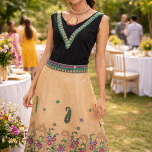 raanivat unique one piece dress made of muga silk