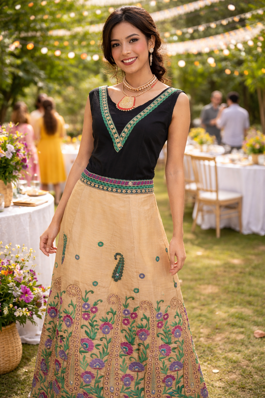 raanivat unique one piece dress made of muga silk