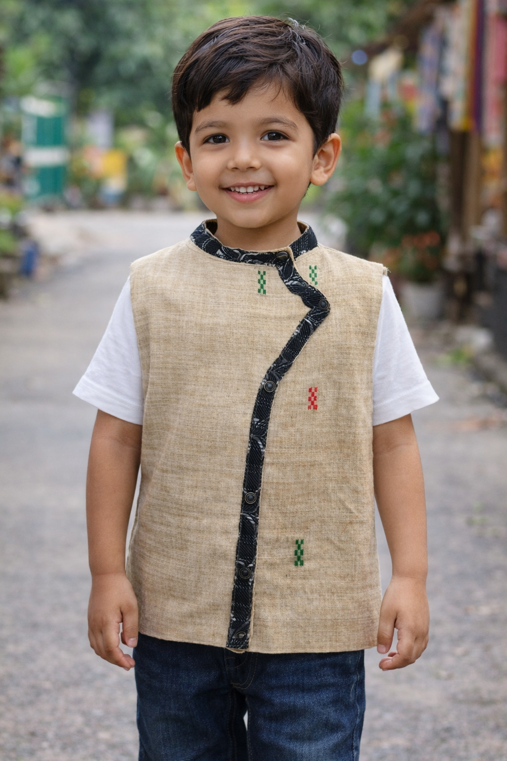 minie wondr kids eri silk half waist coat