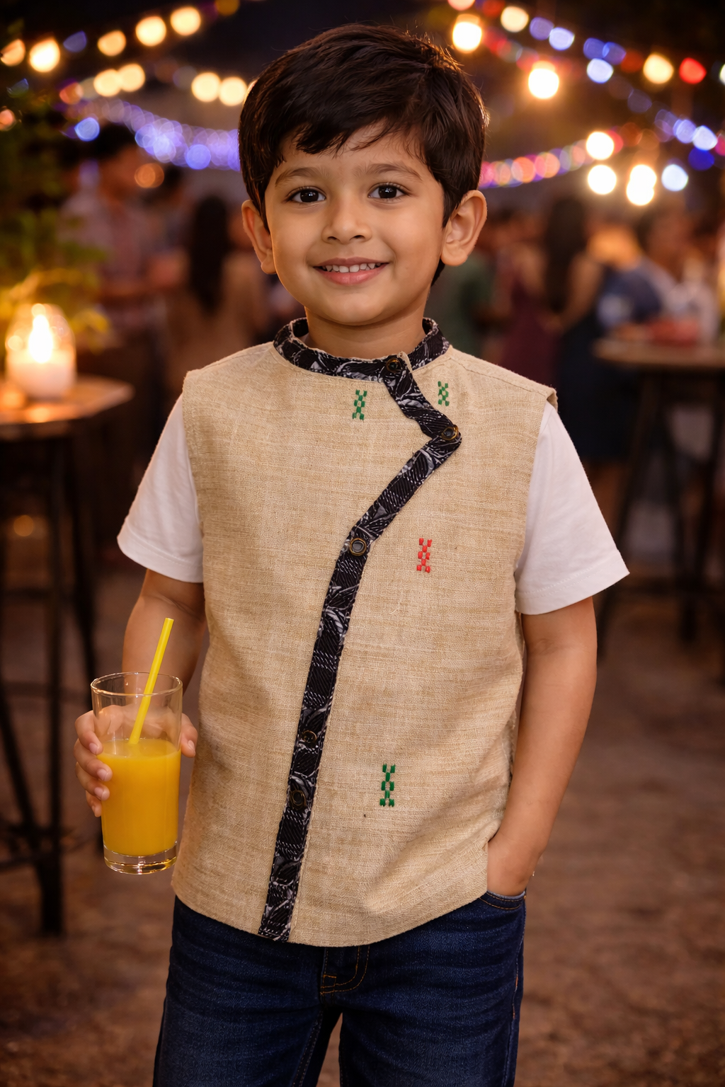 minie wondr kids eri silk half waist coat