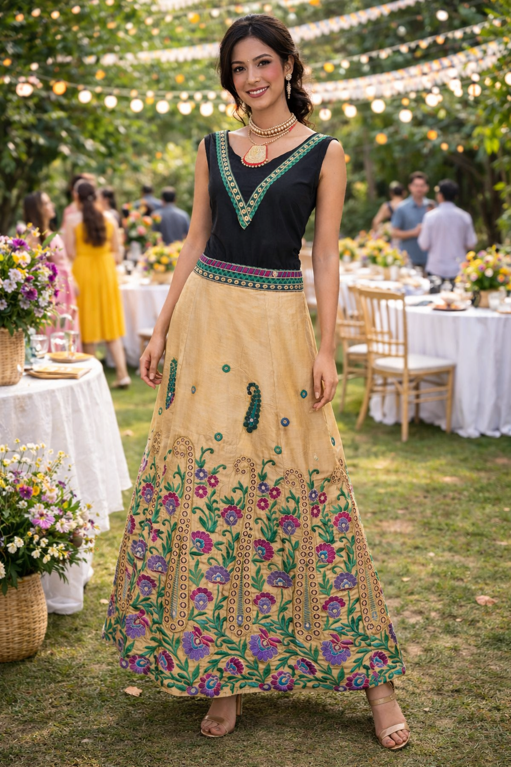 raanivat unique one piece dress made of muga silk