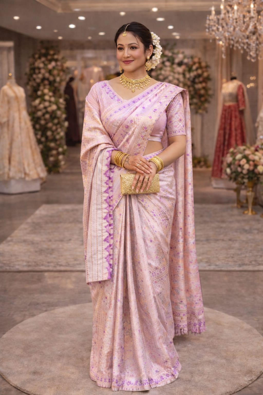 rannivat pure assam silk bridal mekhala chadar with silkmark tested