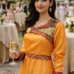 rannivat full sleeves raw silk embroidery dress