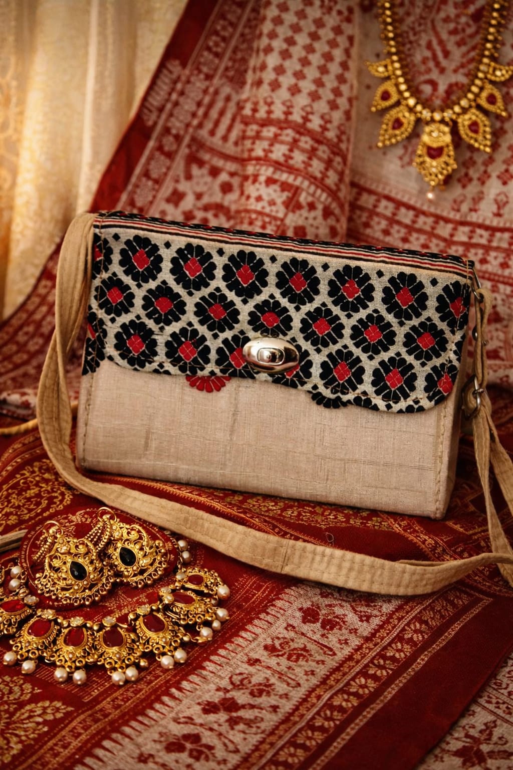 velluria muga handbag and sling bag