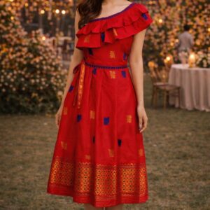 rannivat knee dress dress made of assam silk