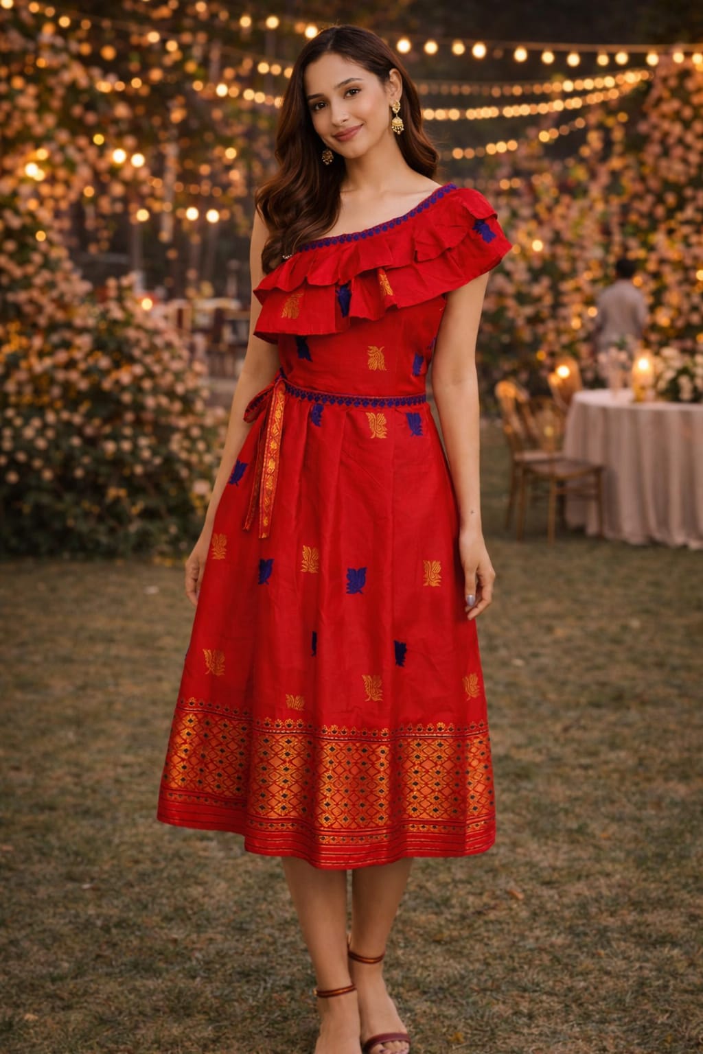 rannivat knee dress dress made of assam silk