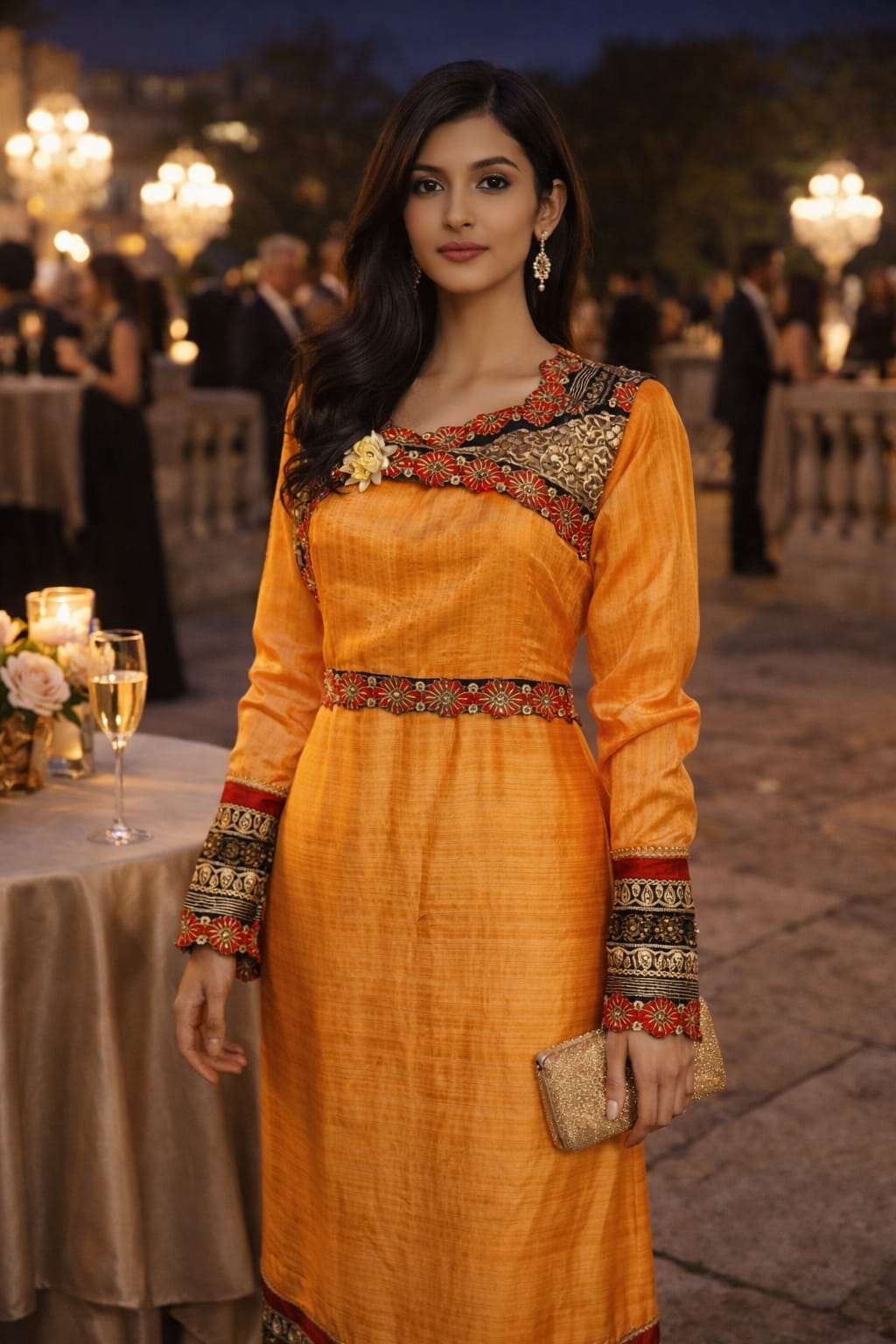 rannivat full sleeves raw silk embroidery dress