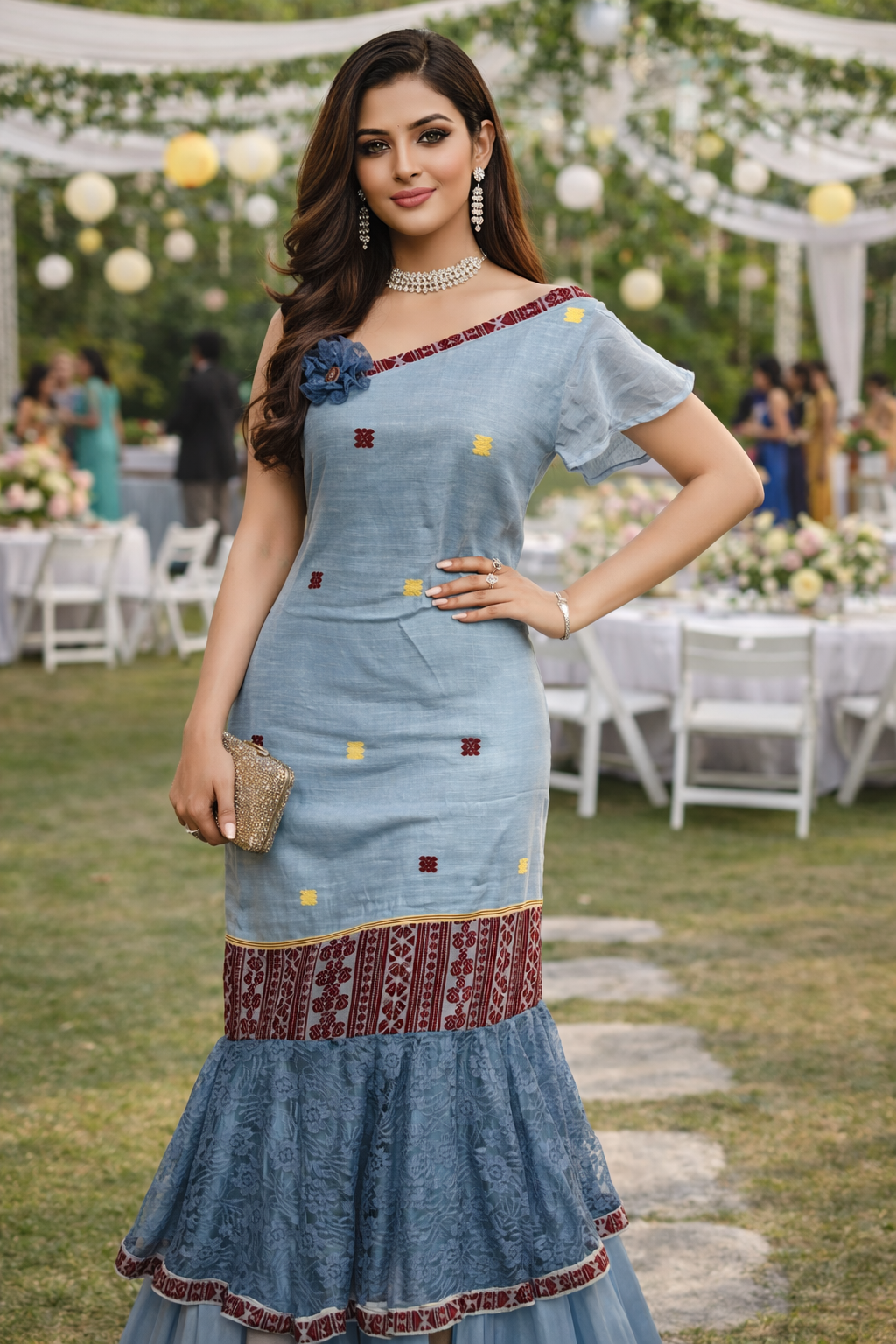 rannivat one shoulder neckline dress