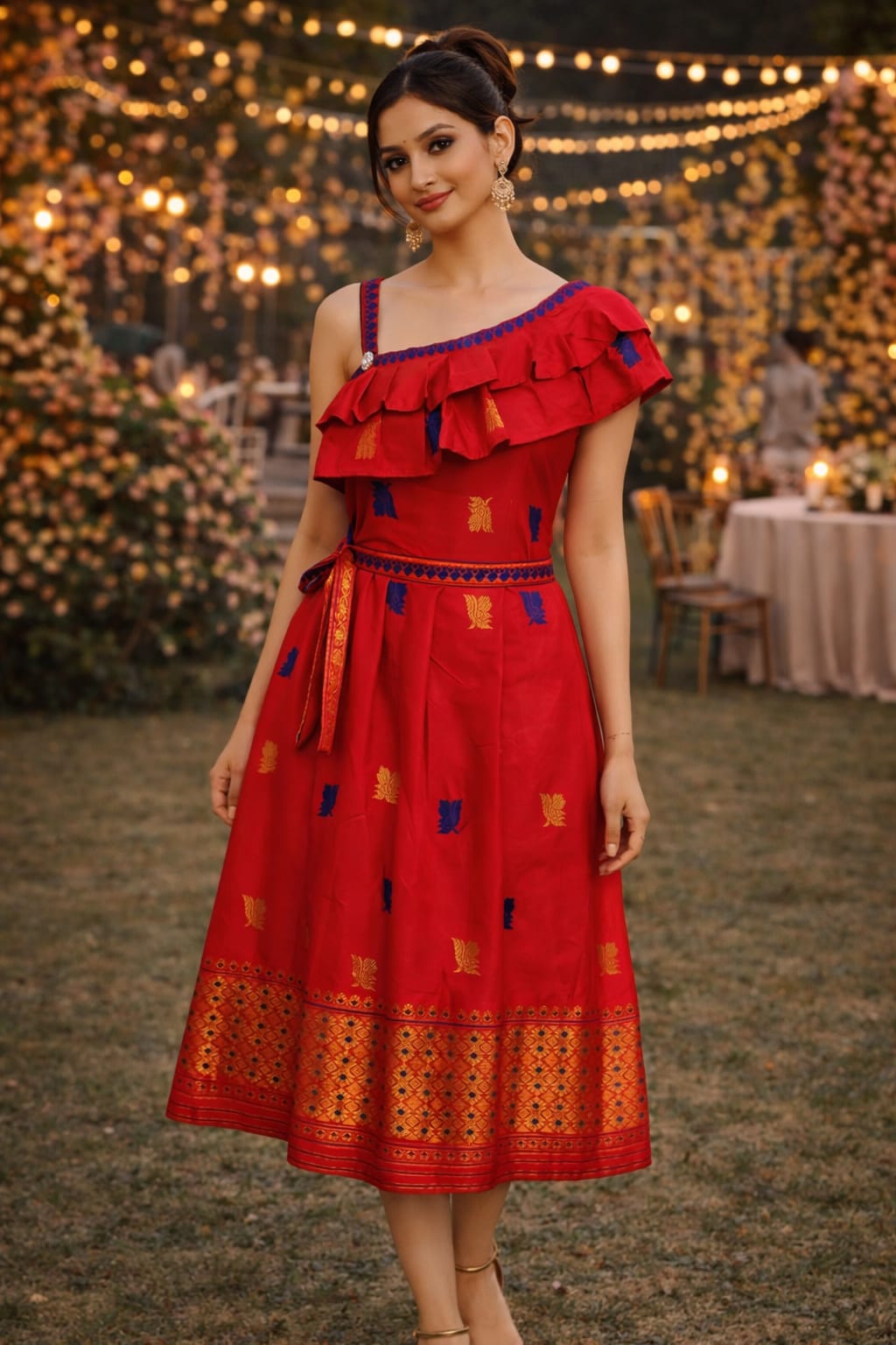 rannivat knee dress dress made of assam silk