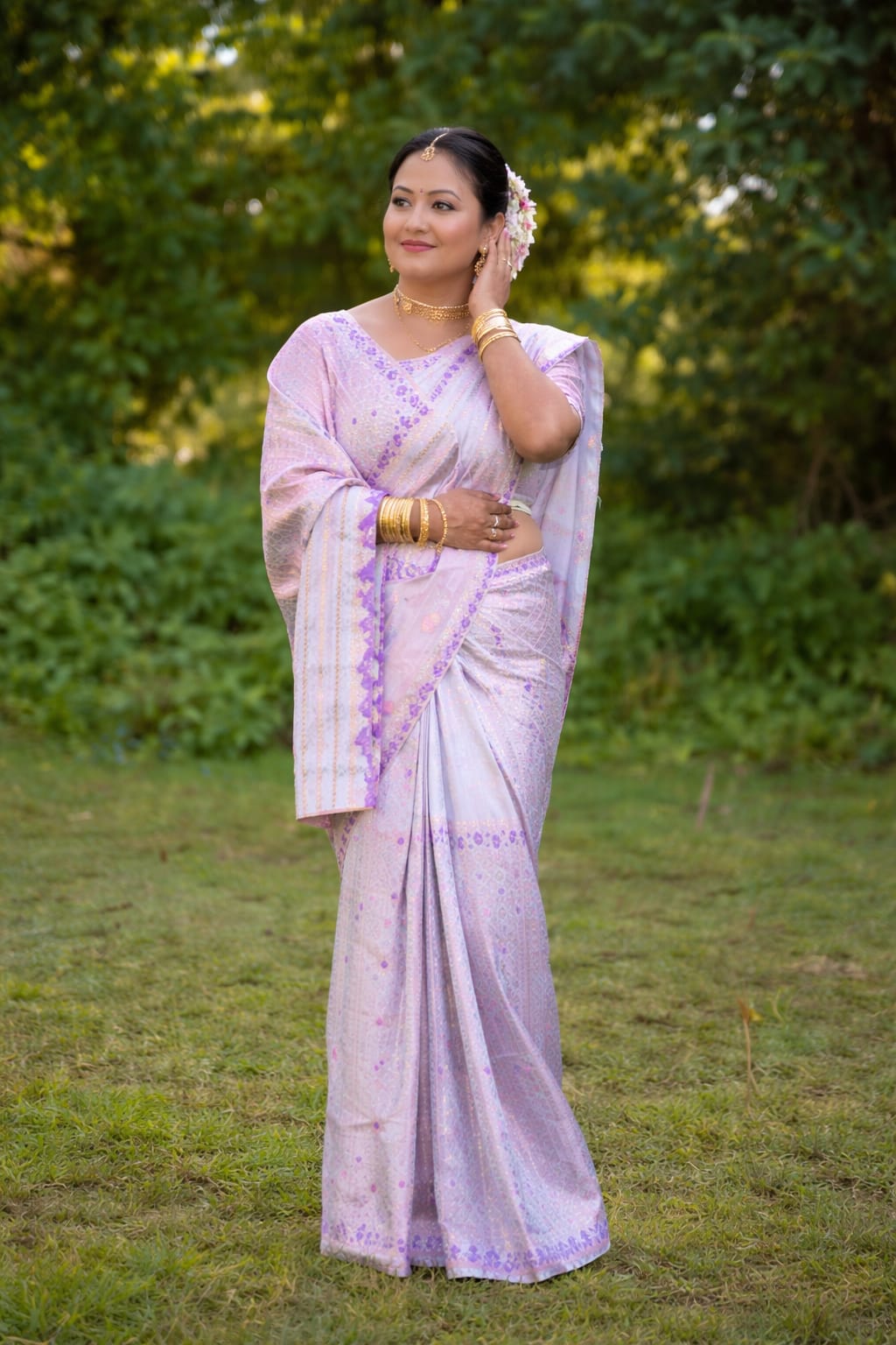 rannivat pure assam silk bridal mekhala chadar with silkmark tested