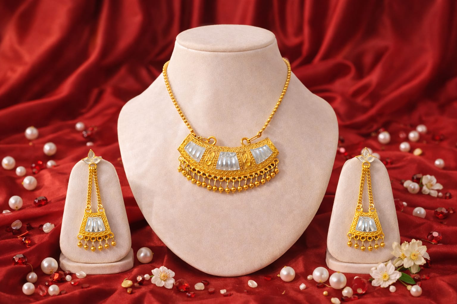 venucian assamese junbeli jewellery set made of raw gold