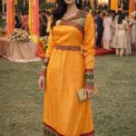 rannivat full sleeves raw silk embroidery dress