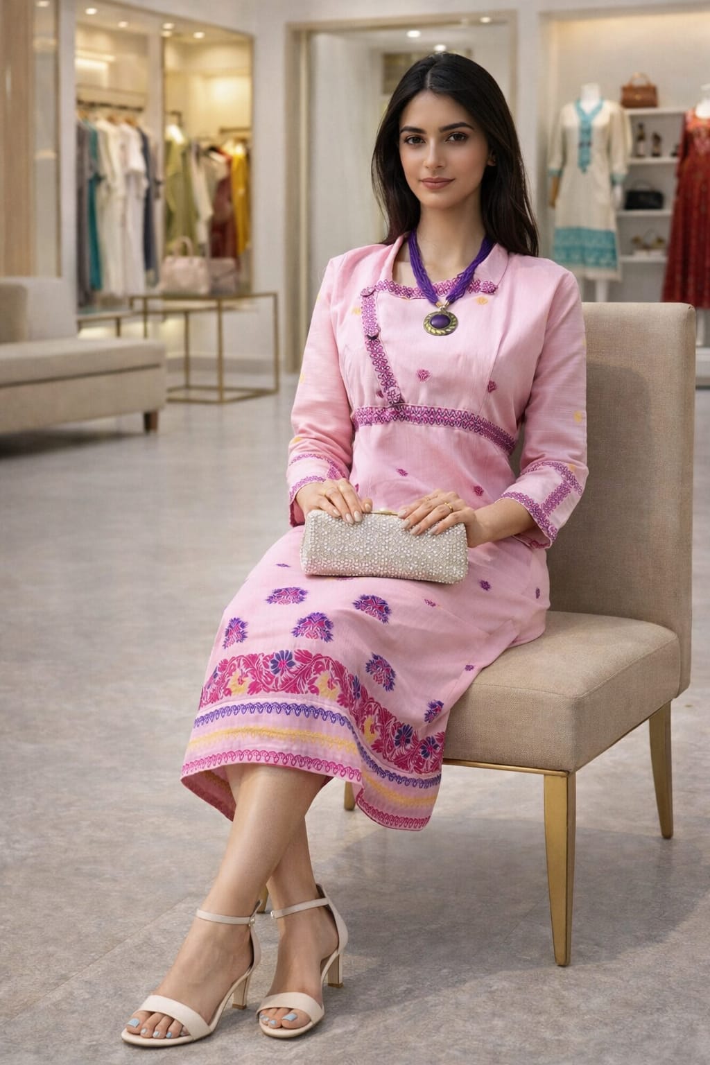 rannivat knee length collar one piece dress