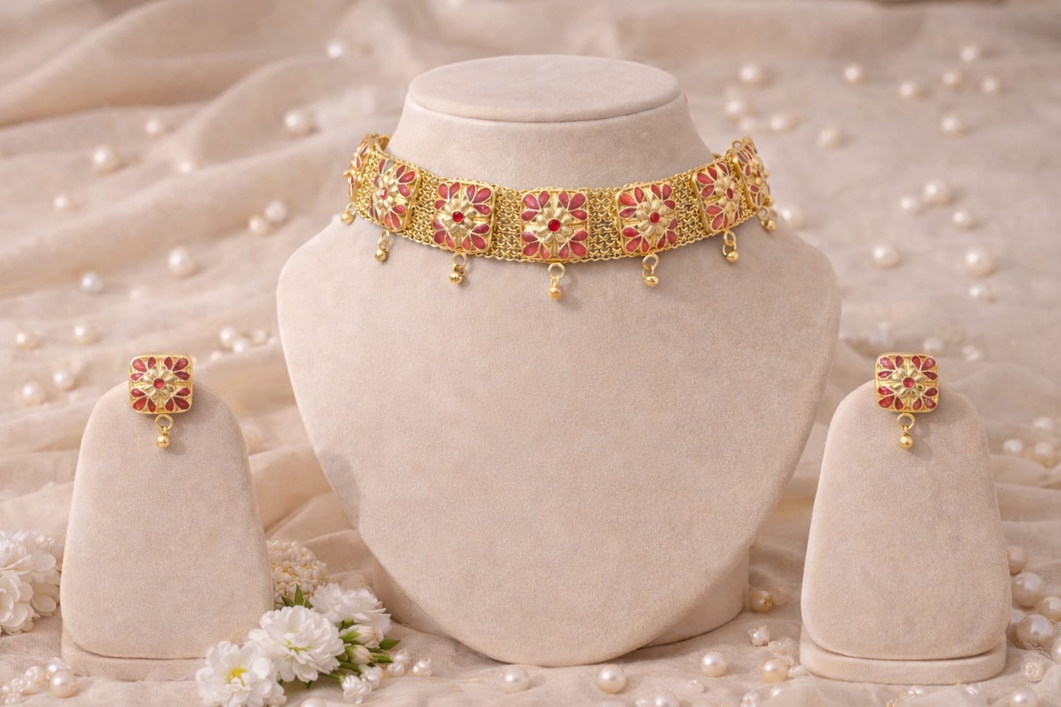 venucian assamese raw gold galpata jewellery set