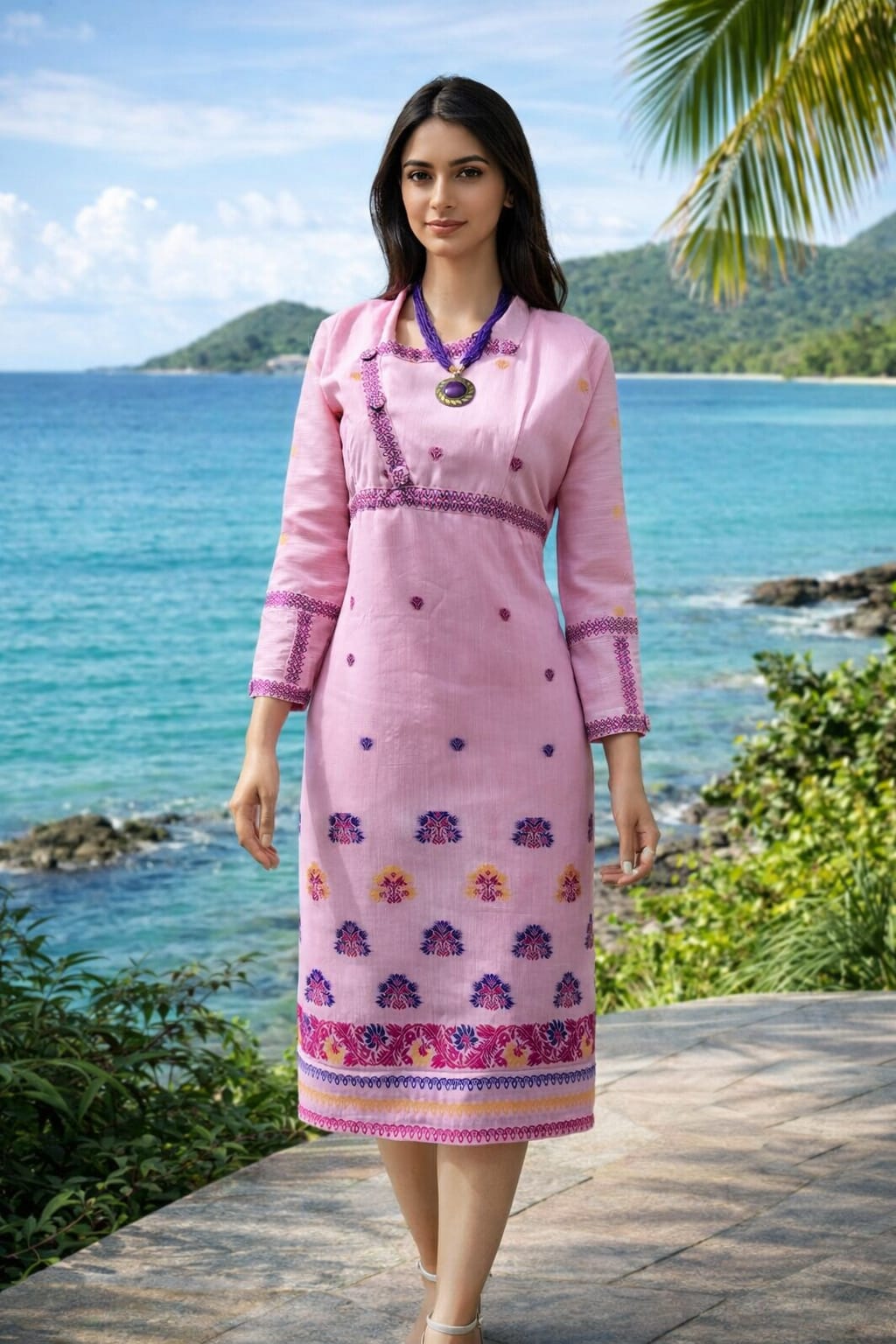 rannivat knee length collar one piece dress