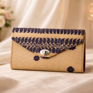 velluria handcrafted muga silk clutch bag