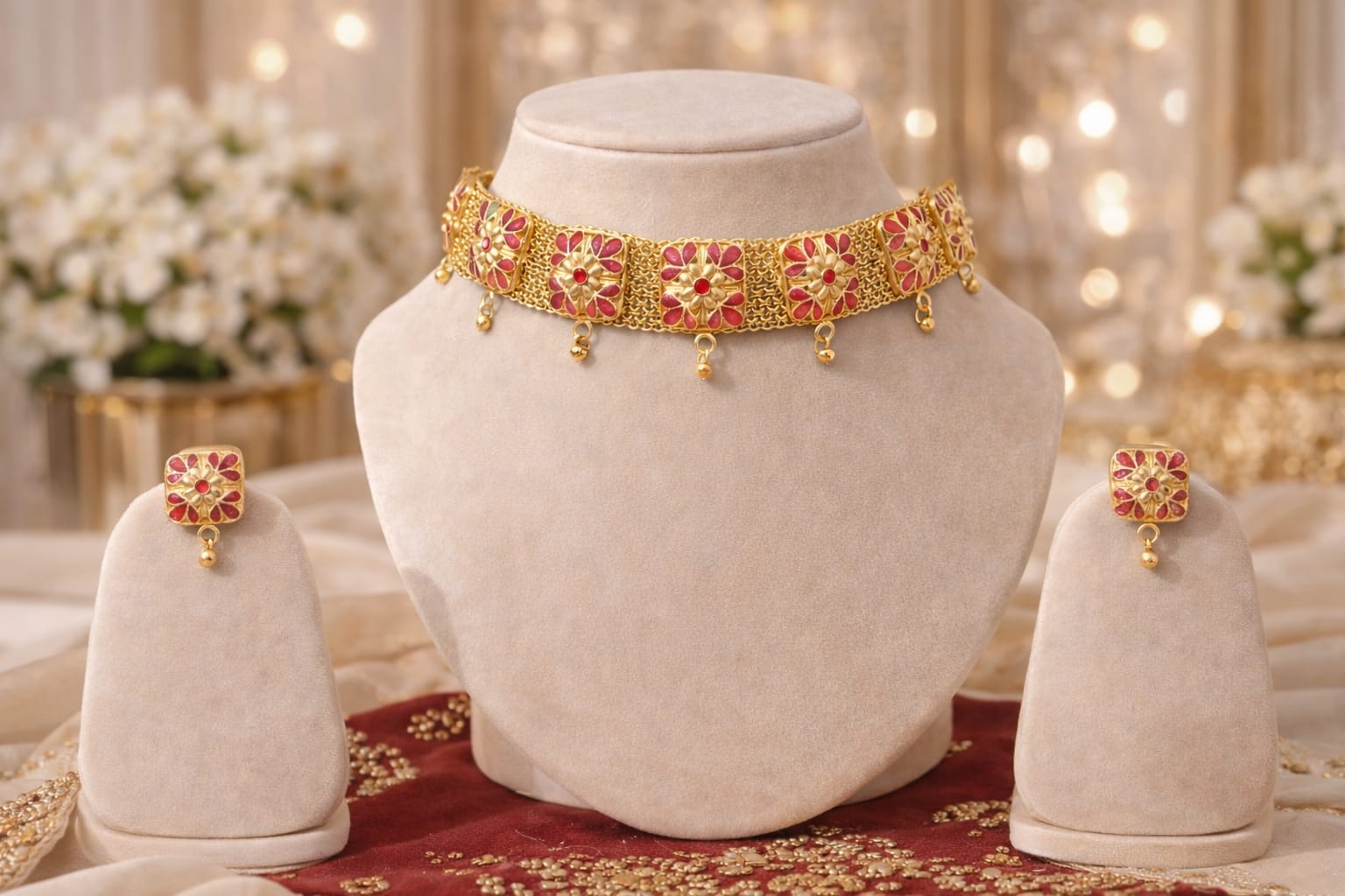 venucian assamese raw gold galpata jewellery set