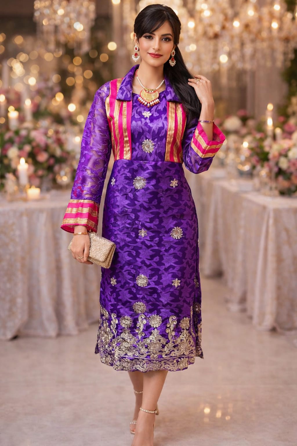 raanivat net crepe overlay dress