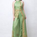 raanivat halter neck long overlay kurta