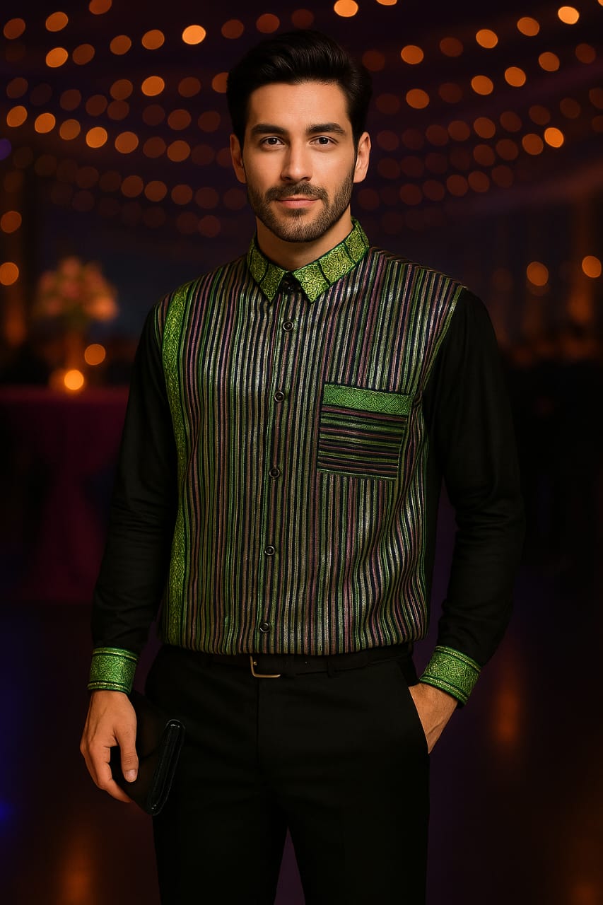 opulent men`s ethnic fushion wear made of silk