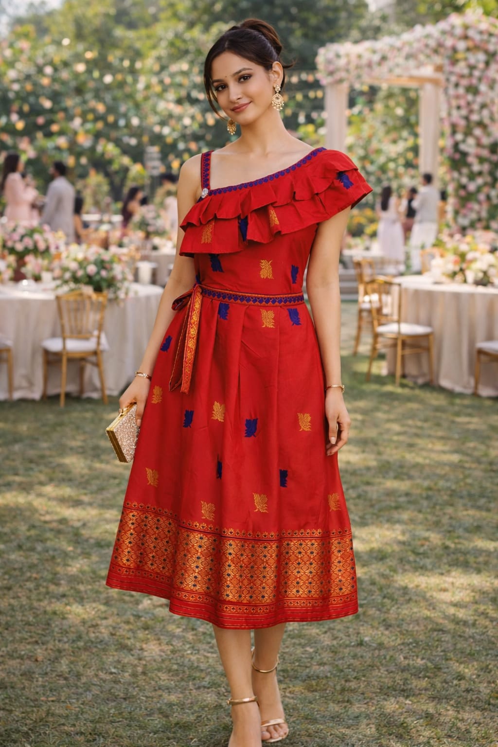 rannivat knee dress dress made of assam silk