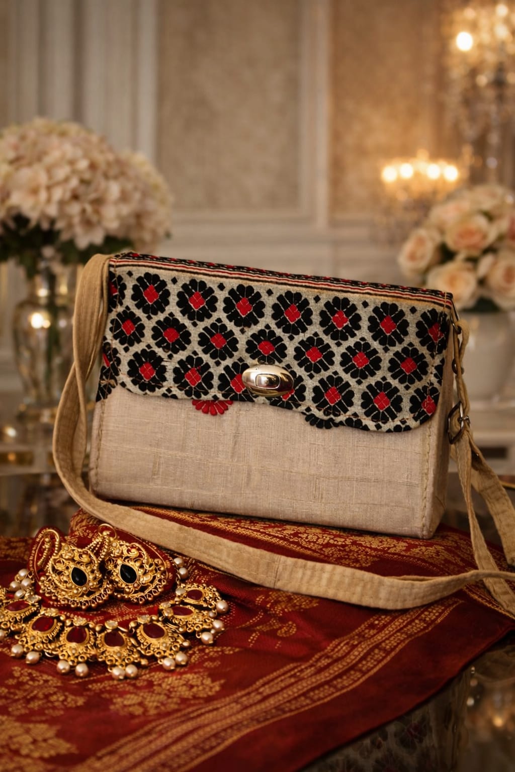 velluria muga handbag and sling bag