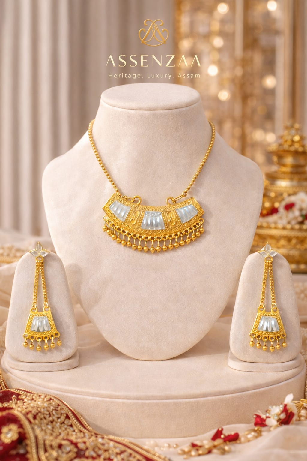 venucian assamese junbeli jewellery set made of raw gold