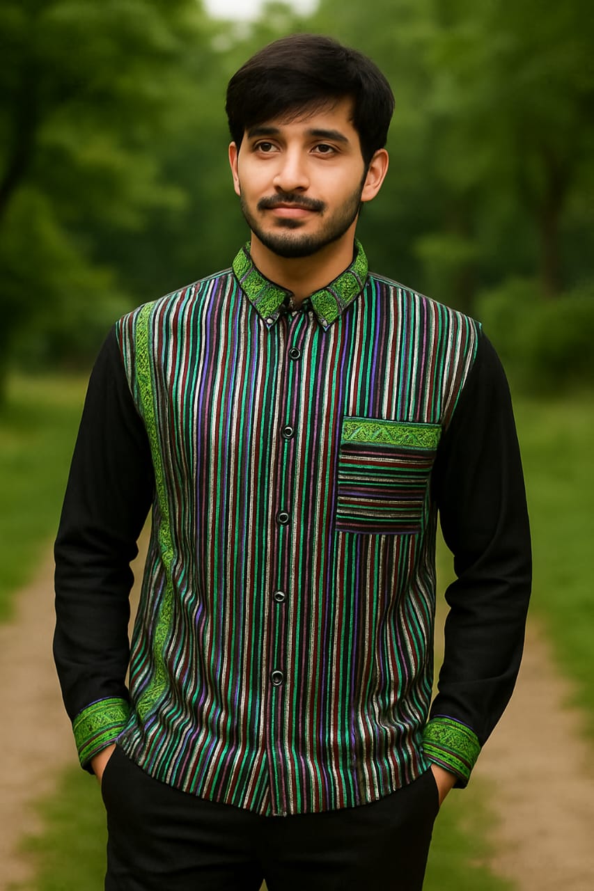 opulent men`s ethnic fushion wear made of silk