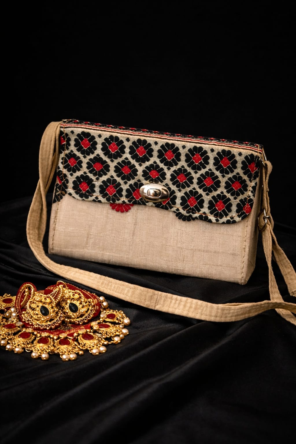 velluria muga handbag and sling bag