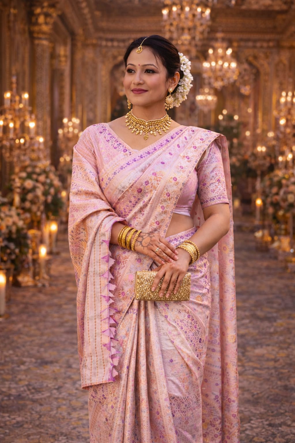 rannivat pure assam silk bridal mekhala chadar with silkmark tested