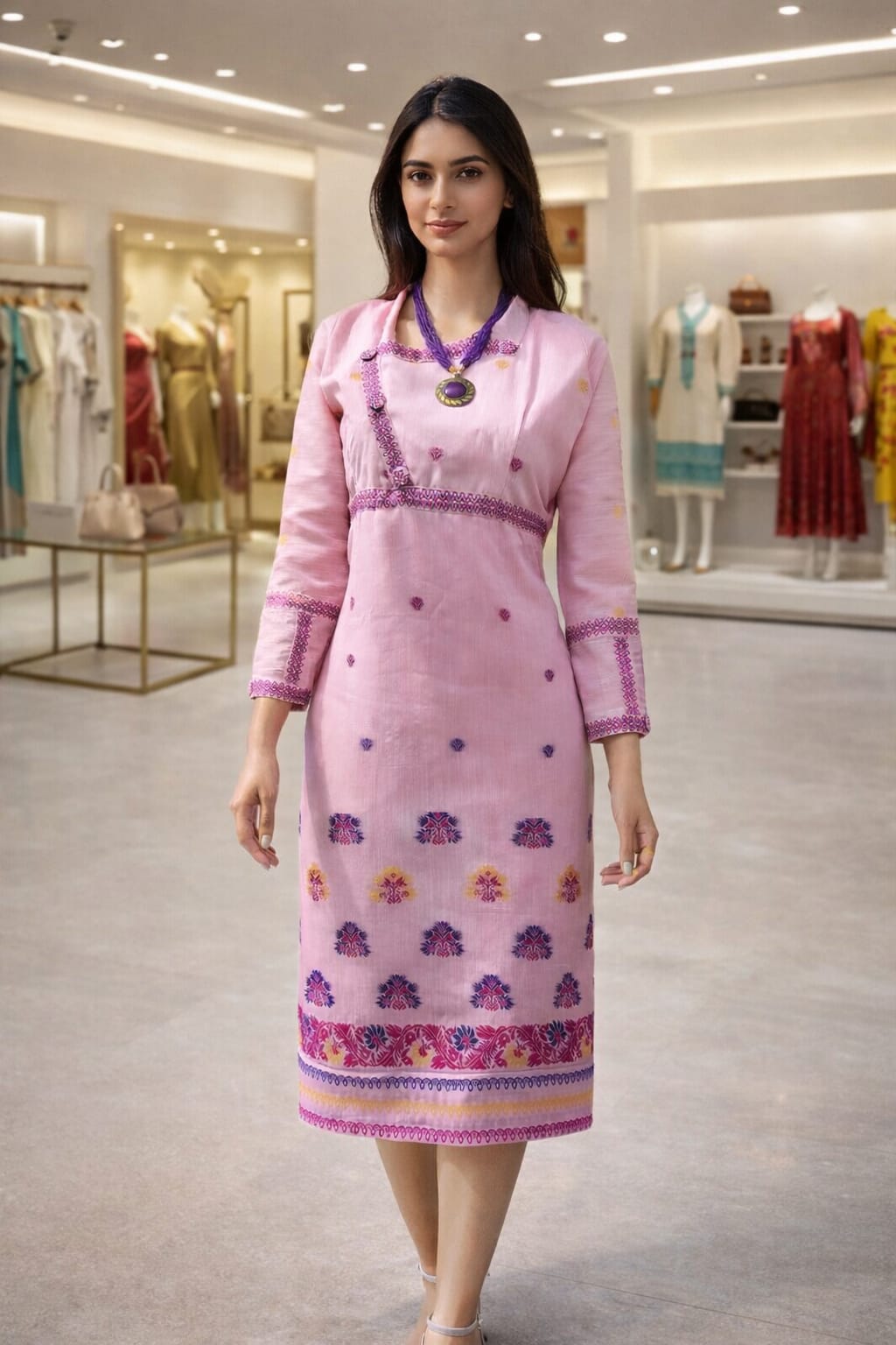 rannivat knee length collar one piece dress