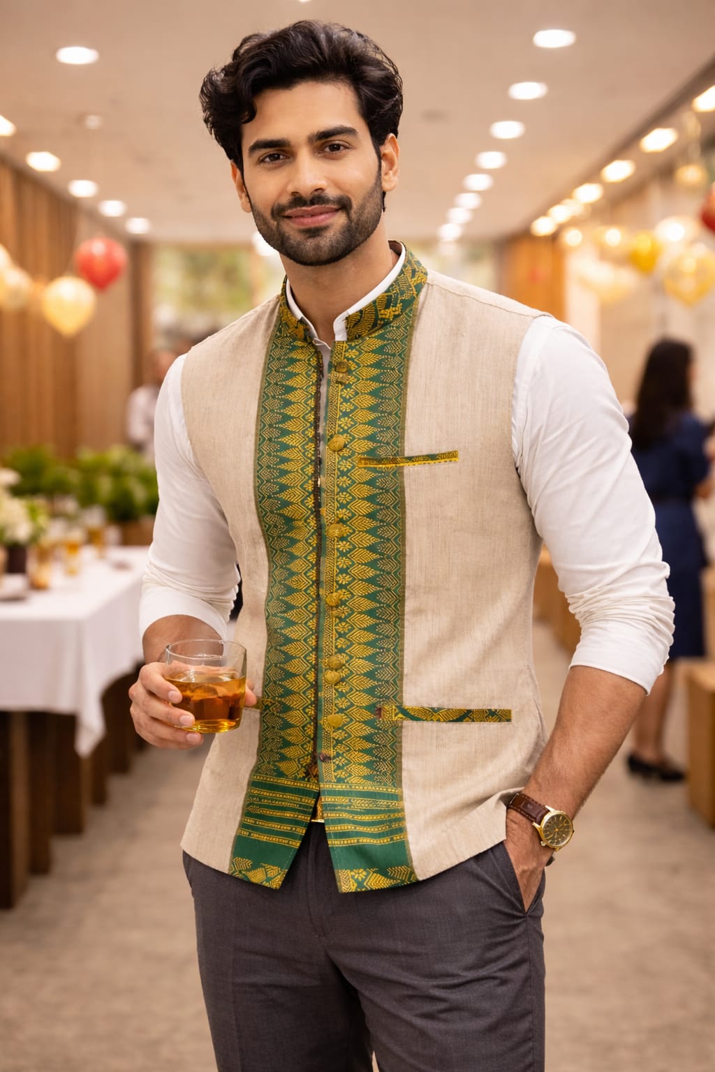 opulent peace silk and cotton blend half jacket