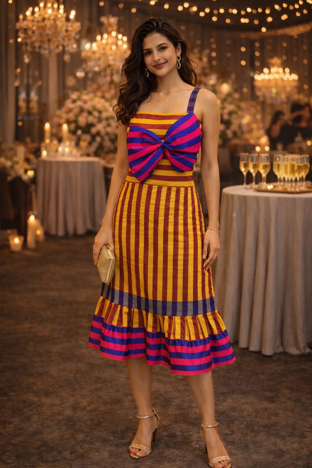 rannivat striped raw silk silhouette dress