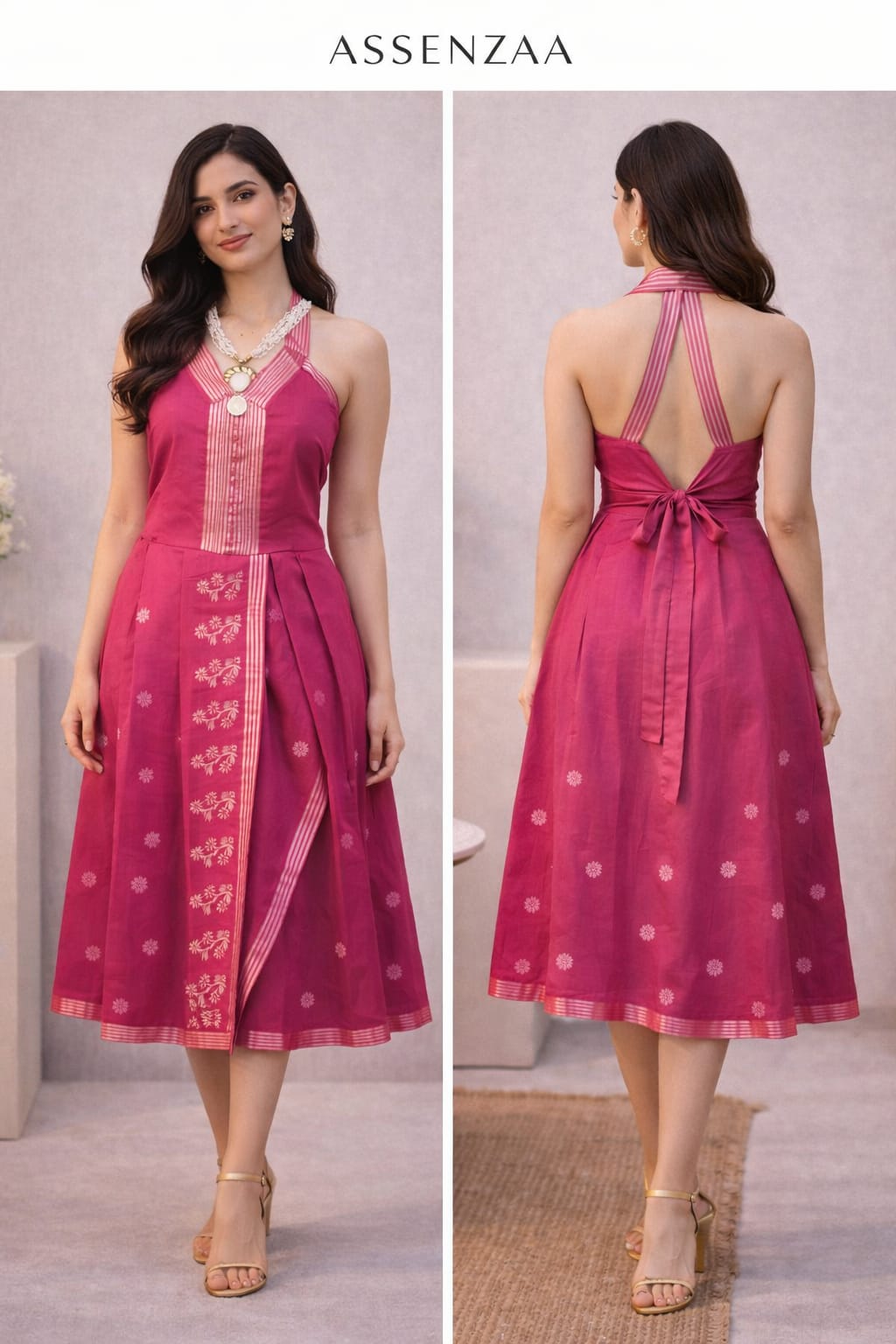 rannivat halter necked premium kesapat cotton dress