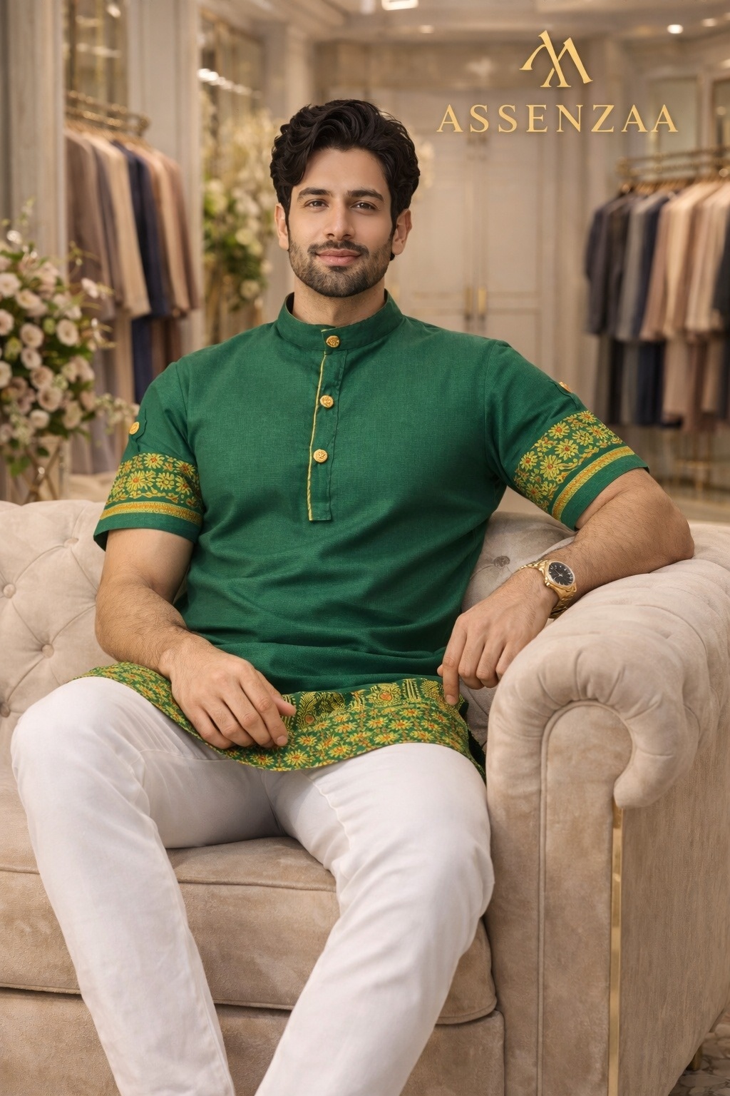 cottovia assenzaa emerald heritage pathani kurta