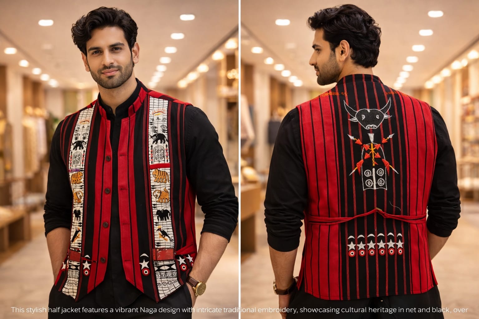 opulent naga heritage half jacket