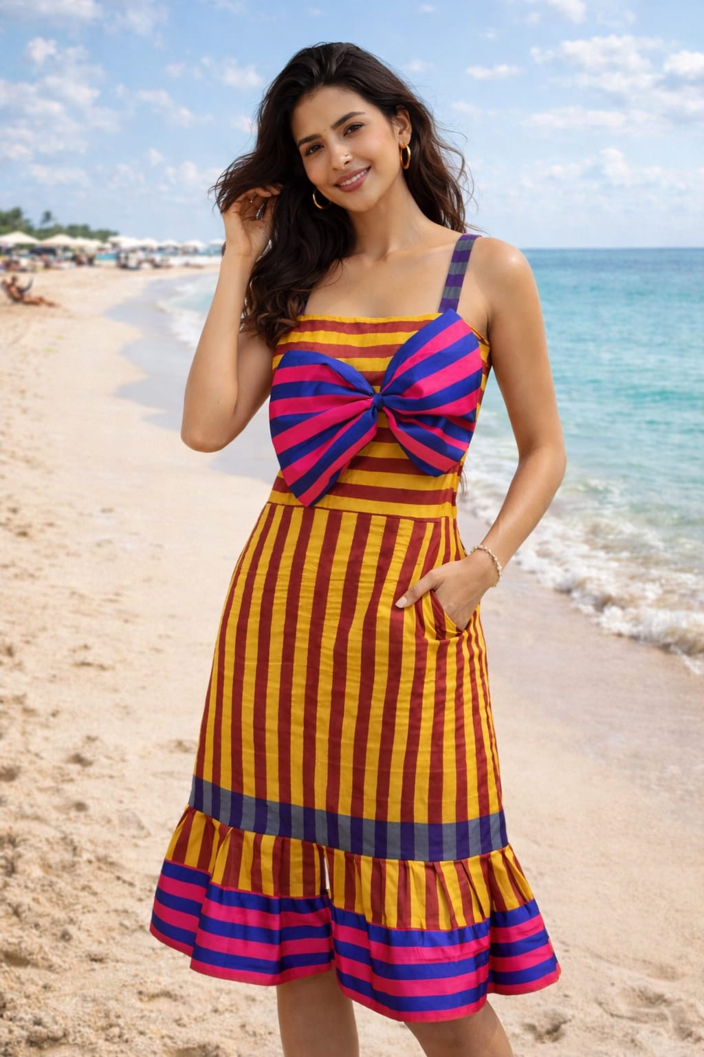 rannivat striped raw silk silhouette dress