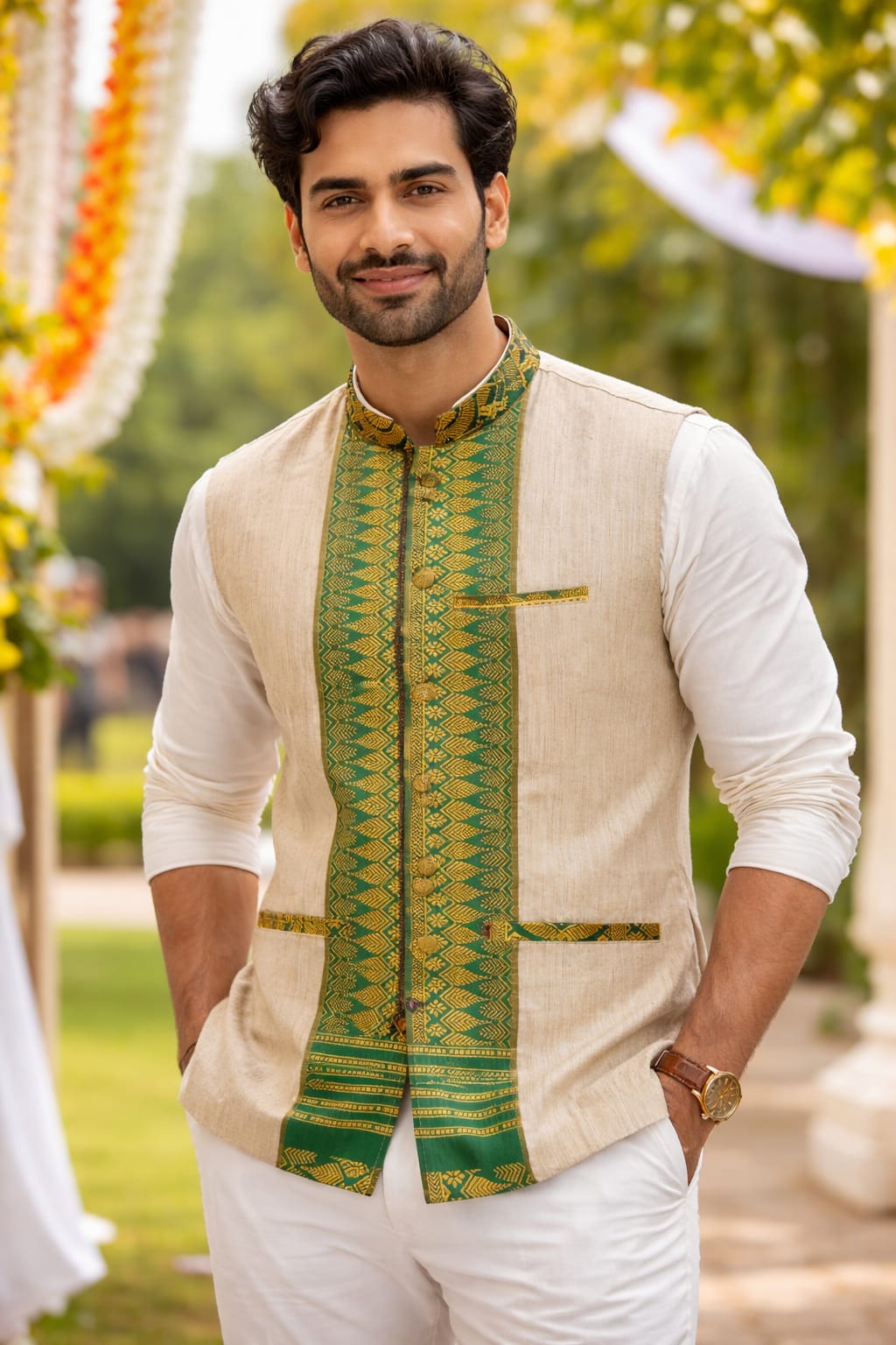 opulent peace silk and cotton blend half jacket