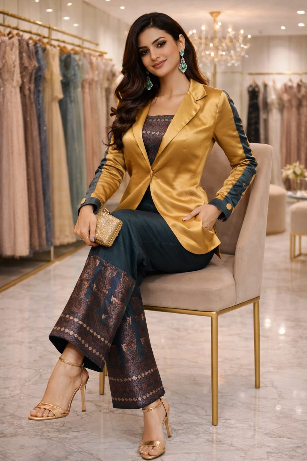 rannivat golden silk blazer