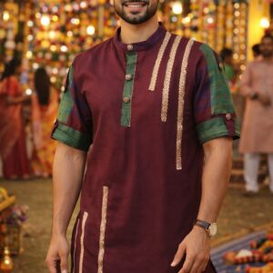 Home cottovia elegant short pathani cotton kurta