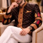 opulent modi collar full sleeved assam silk blazer