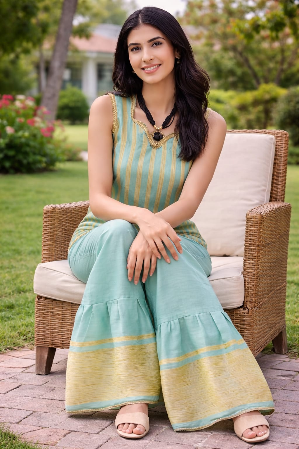 rannivat short kurti and garara set made of organza silk