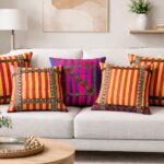ad decor silk cushion cover set (set of 5 piece)