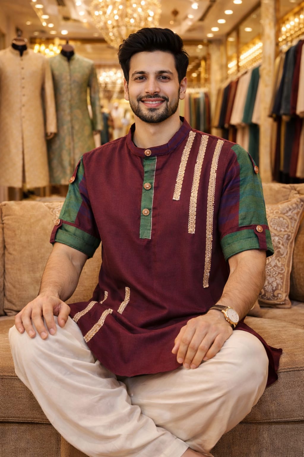 cottovia elegant short pathani cotton kurta