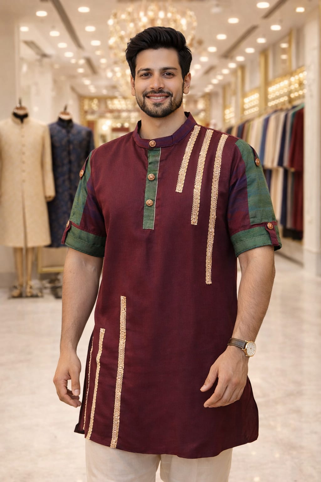 cottovia elegant short pathani cotton kurta
