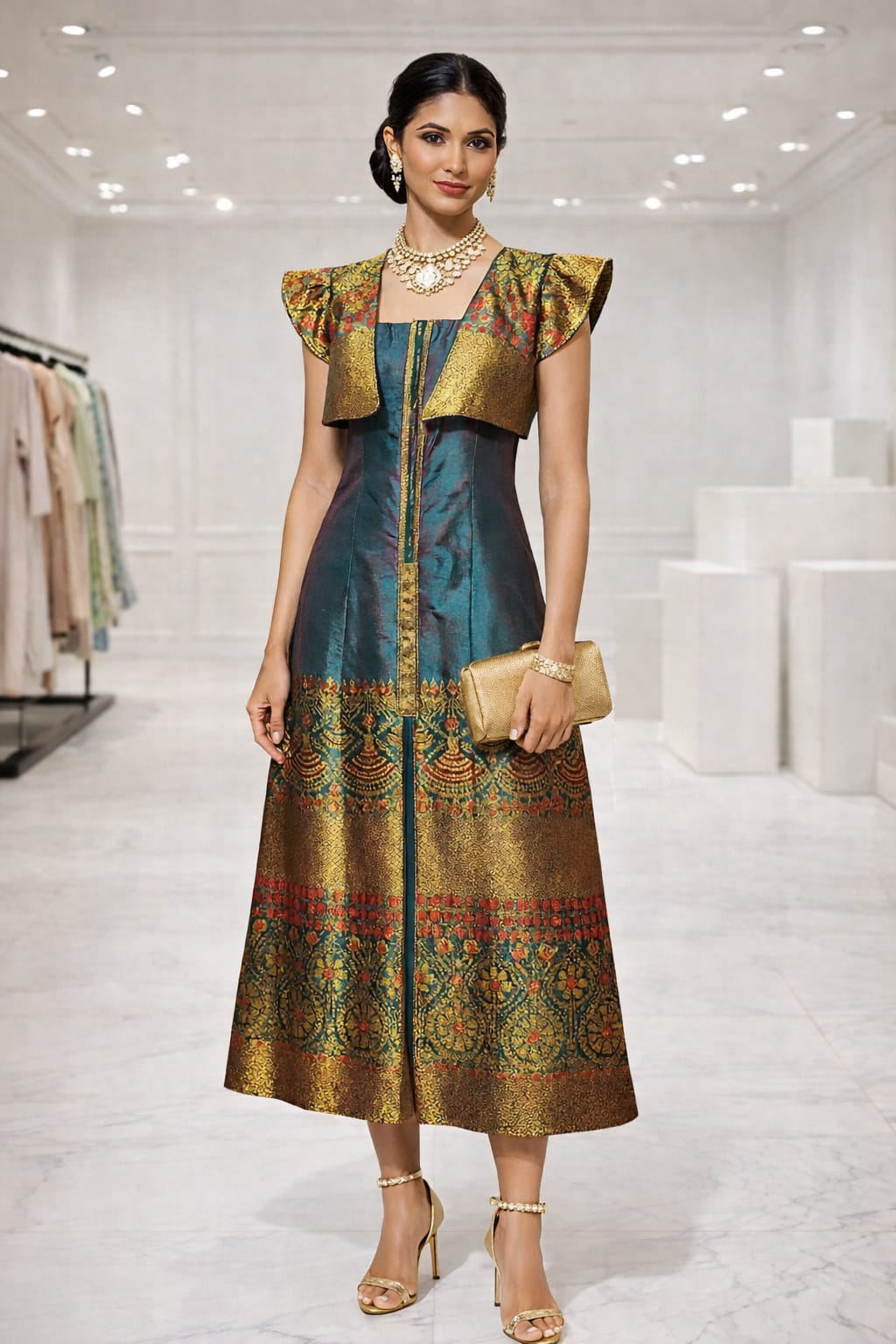 rannivat contemporary elegance fusion dress made of mix silk